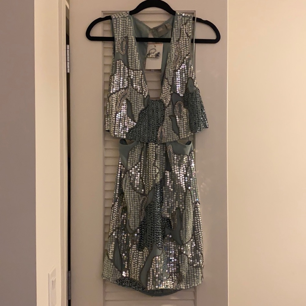 ASOS Sequence short teal dress. Open back with cut out sides. NEVER WORN